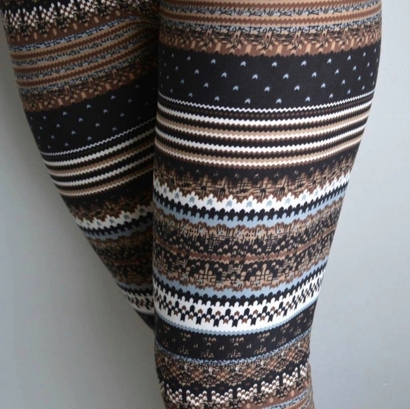 LEGGINGS DEPOT Fair Isle Brown Leggings Extra Plus Size 18 NWT - Picture 2 of 7